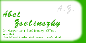 abel zselinszky business card